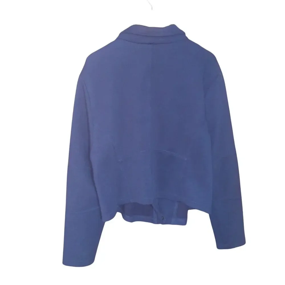 Torrid Womens Navy Asymmetrical Zip Textured Knit Cropped Moto Jacket Size 4